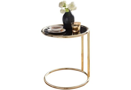Wohnling Beistelltisch »Design Beistelltisch Ø 45 cm Couchtisch Rund Schwarz/Matt Gold Designer Glas-Wohnzimmertisch modern Glastisch mit Metallgestell Kleiner Sofatisch Runder Metalltisch Wohnzimmer«