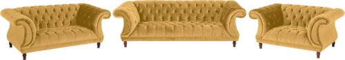 Max Winzer® Chesterfield-Sofa »Isabelle«, mit edler Knopfheftung & gedrechselten Füßen in Buche Nussbaum, Breite 260 cm