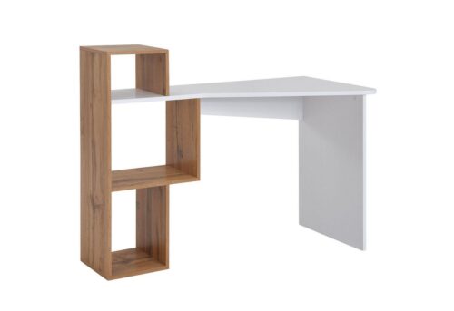 Wohnling Schreibtisch »WL6.370«, mit Regal Weiß / Eiche 120x60x95 cm Skandinavisch Bürotisch Laptoptisch mit 3 Ablagen Homeoffice Computertisch mit Stauraum