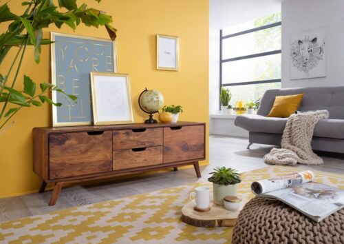 Massivmoebel24 Sideboard »MALMÖ 2« (134x40x49 Sheesham montiert)