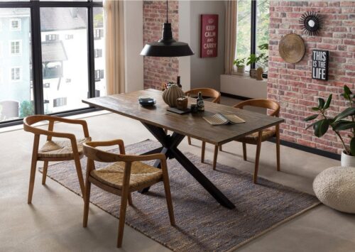 SIT Esstisch »Tisch 240x100 cm Platte Pinie, Gestell Metall«, Platte Pinie, Gestell Metall