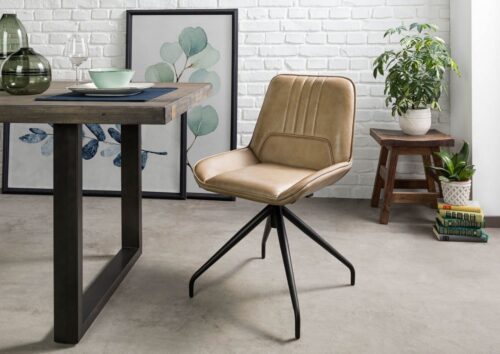 Massivmoebel24 Polsterstuhl »IRON LABEL«, Echtes Büffel-Leder, Eisengestell