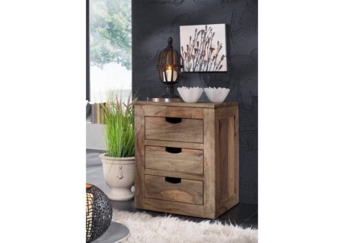 Massivmoebel24 Rollcontainer »NATURE GREY«, (45x40x60 Sheesham montiert)