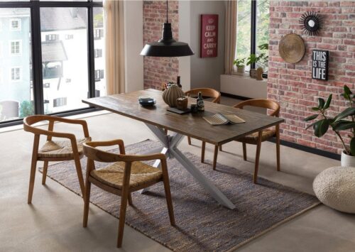 SIT Esstisch »Tisch 240x100 cm Platte Pinie, Gestell Metall«, Platte Pinie, Gestell Metall