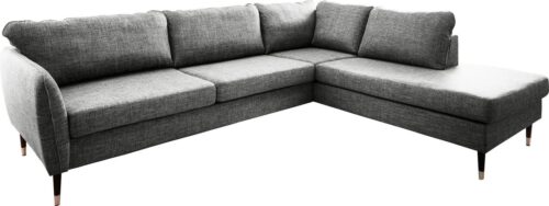 Trendfabrik Ecksofa »County«, Ottomane rechts oder links bestellbar, mit Fuß in Holz-Metallkombination, frei im Raum stellbar