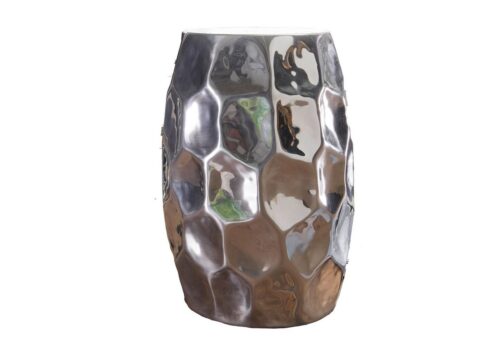 Wohnling Beistelltisch »WL5.475«, 30x47x30cm Aluminium Silber Dekotisch orientalisch rund Kleiner Hammerschlag Abstelltisch Designer Ablagetisch Metall modern Anstelltisch schmal