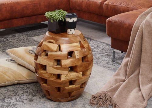 Massivmoebel24 Sitzhocker »UNIKA« (30x30x47 Teak montiert)