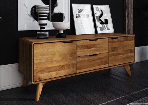 Massivmoebel24 Sideboard »MALMÖ« (134x40x48 Wildeiche montiert)