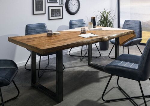 Massivmoebel24 Baumkantentisch »FREEFORM« (220x100x77 Mango, Esstisch Baumkantentisch aus Echtholz echte Baumkante massiv), Echte Baumkante, Natürliche Risse und Unebenheiten