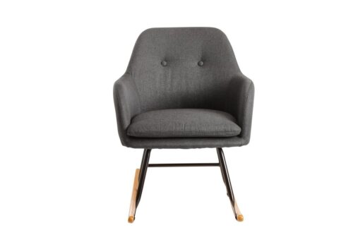 Wohnling Schaukelstuhl »WL6.207«, Schaukelsessel Dunkelgrau 71x76x70cm Design Relaxsessel Malmo-Stoff / Holz Schwingsessel mit Gestell Polster Relaxstuhl Sessel Moderner Schwingstuhl
