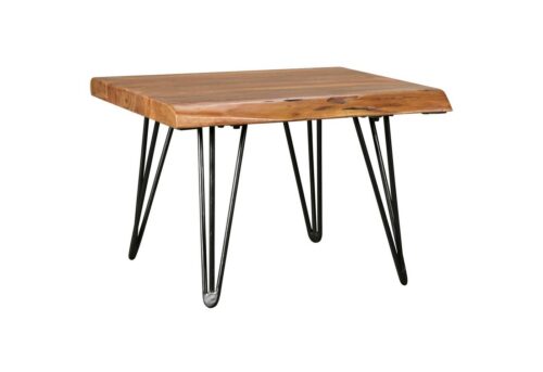 Wohnling Couchtisch »WL5.204«, Design Massivholz Tisch Baumkante 56 x 38 x 51 cm Sheesham Holztisch mit Metallbeinen Wohnzimmertisch im rustikalen Landhausstil