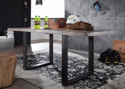 Massivmoebel24 Esstisch »HEAVY INDUSTRY« (210x100x76 großer Loft Stil Esszimmertisch für Küche und Esszimmer aus massivem Mangoholz, Tisch aus Echtholz Massivholz)