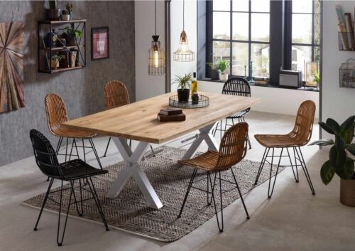 SIT Esstisch »Tisch 200x100 cm Platte Wildeiche, Gestell Metall«, Platte Wildeiche, Gestell Metall