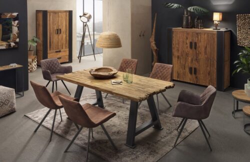 SIT Esstisch »Tisch 240x100 cm Platte Teak, Gestell Metall«, Platte Teak, Gestell Metall