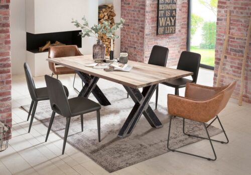 SIT Esstisch »Tisch 180x100 cm Platte Balkeneiche, Gestell«, Platte Balkeneiche, Gestell Metall