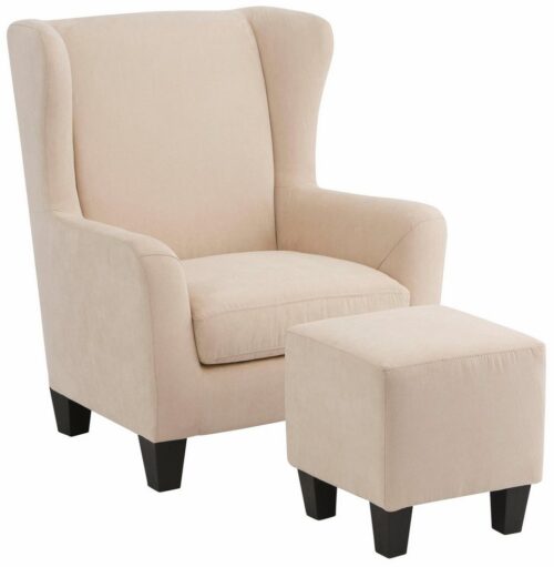 Home affaire Sessel »Chilly« (Set, 2-St., bestehend aus Sessel und Hocker), mit bequemer Federkern-Polsterung, in drei unterschiedlichen Bezugsqualitäten erhältlich, Sitzhöhe 44 cm
