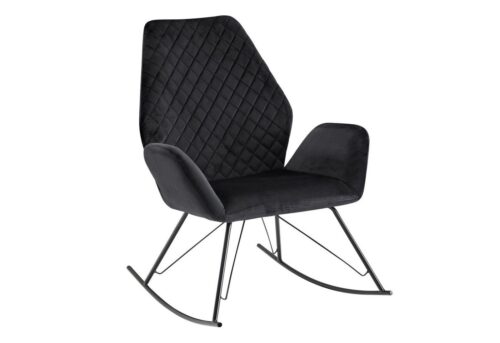 Wohnling Schaukelstuhl »WL6.440«, Schwarz 73x94x84 cm Design Relaxsessel Samt / Metall Schwingsessel mit Gestell Polster Relaxstuhl Schaukelsessel Moderner Schwingstuhl Sessel