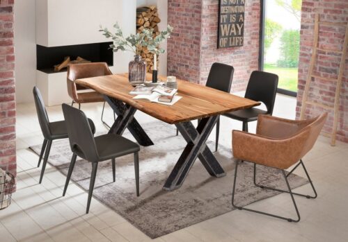 SIT Esstisch »Tisch 220x100 cm Platte Akazie, Gestell Metall«, Platte Akazie, Gestell Metall