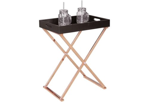 Wohnling Beistelltisch »WL5.244«, TV-Tray zusammenklappbar 48 x 61 x 34 cm schwarz / kupfer MDF Design Wohnzimmertisch mit Tablett Kaffeetisch modern Tabletttisch Holz
