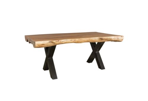 Wohnling Esstisch »WL5.196«, Esszimmertisch 200 x 100 x 77 cm Akazie Landhaus-Stil Voll-Holz Design rechteckig Tisch für Esszimmer Baumstamm Küchentisch 8 Personen
