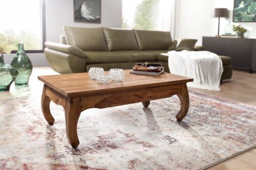 Wohnling Couchtisch »Couchtisch Massiv-Holz Sheesham 110 cm breit Wohnzimmer-Tisch Design dunkel-braun Landhaus-Stil Beistelltisch«
