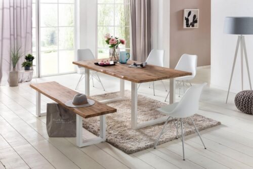 Home affaire Esstisch »Maryland«, aus massiver Akazie und weißem Metallgestell