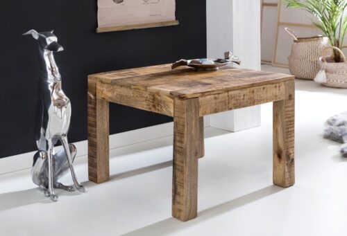 Wohnling Couchtisch »Couchtisch 60 x 60 x 47 cm Massiv-Holz Mango Natur Landhaus-Stil Wohnzimmertisch Rustikal Kaffeetisch Massivholztisch Wohnzimmer«