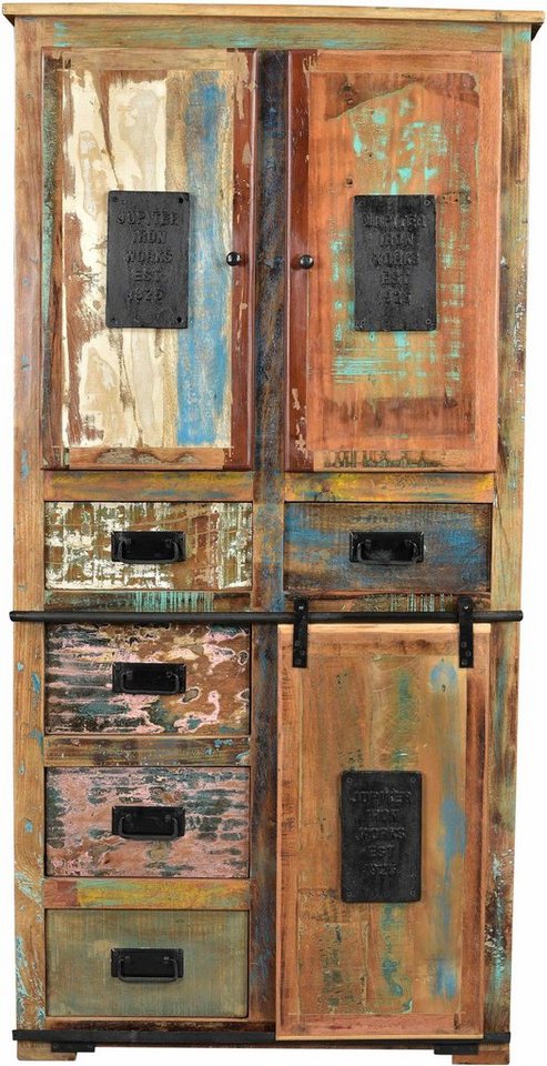 SIT Stauraumschrank »Jupiter« aus recyceltem Altholz, Höhe 180 cm, Shabby Chic, Vintage