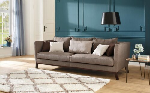 Home affaire Big-Sofa »Kim«, mit Holzbeinen und vielen losen Kissen