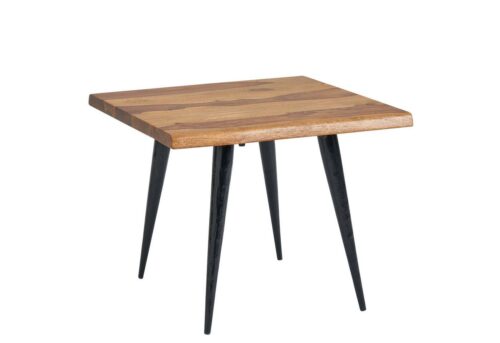 Wohnling Couchtisch »WL6.542«, 50x50x40 cm Sheesham Massivholz Sofatisch mit Baumkante Wohnzimmertisch Kaffeetisch Eckig mit Metall-Gestell Kleiner Tisch Beistelltisch Wohnzimmer Modern