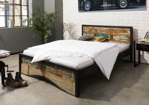 Massivmoebel24 Massivholzbett »INDUSTRIAL« (140x200 Altholz)