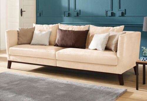 Home affaire Big-Sofa »Kim«, mit Holzbeinen und vielen losen Kissen