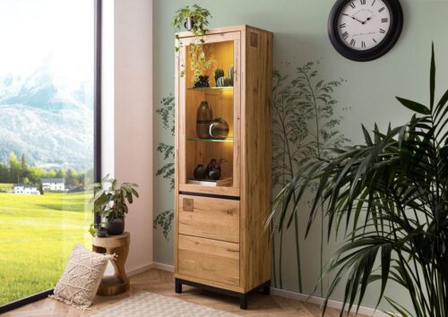 Massivmoebel24 Vitrine »VILLANDERS« (65x40x40 Wildeiche montiert)