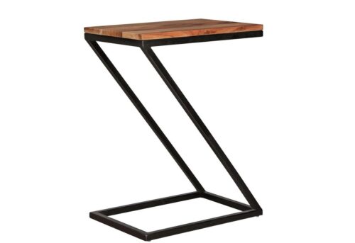 Wohnling Beistelltisch »WL5.205«, AKOLA Z-Form Massiv-Holz Sheesham / Metall 45 x 62 x 32 cm Design Wohnzimmertisch Landhaus-Stil Anstelltisch Ablagetisch eckig