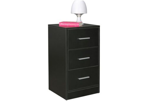 Wohnling Nachtkonsole »WL5.154«, Nachtkonsole FOGGIA Holz Nachttisch modern mit 3 Schubladen schwarz Design Nachtkästchen 37,5 x 68 x 35 cm Extra hohes Nachtschränkchen