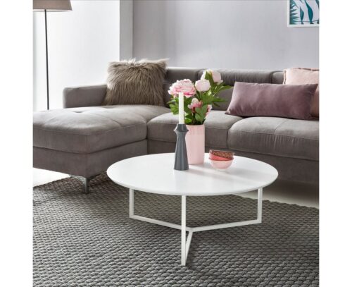 Wohnling Beistelltisch »Design Couchtisch MDF Holz weiß matt Gestell Metall ø 80 cm Wohnzimmertisch lackiert Sofatisch modern Kaffeetisch rund Loungetisch«