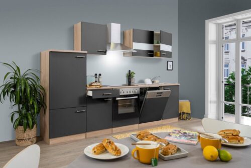 RESPEKTA Küchenzeile »Anna«, mit E-Geräten, Breite 280 cm, mit Glaskeramik-Kochfeld