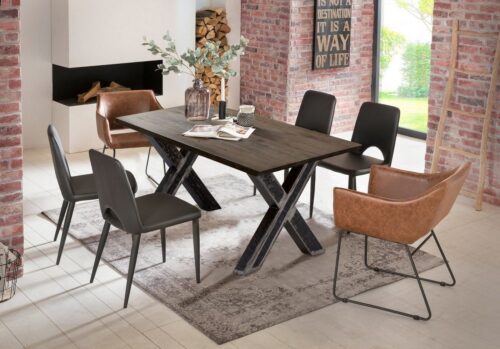 SIT Esstisch »Tisch 180x100 cm Platte Balkeneiche geölt, Gestel«, Platte Balkeneiche geölt, Gestell Metall