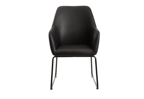 Wohnling Esszimmerstuhl »WL6.221«, Küchenstuhl Schwarz Kunstleder / Metall Polsterstuhl mit schwarzen Beinen Design Schalenstuhl Stuhl Gepolstert Esszimmer