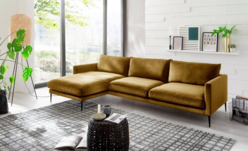 Trendfabrik Polsterecke »Svea«, Recamiere rechts oder links bestellbar, mit Metallfuß, frei im Raum stellbar