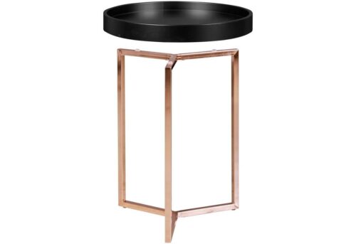 Wohnling Beistelltisch »WL5.238«, Design Schwarz / Kupfer ø 40 cm Tabletttisch Holz Metall Wohnzimmertisch mit Tablett Couchtisch modern Kaffeetisch rund