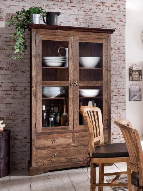 SIT Vitrine »Seadrift« aus recyceltem Altholz Teak, Shabby Chic, Vintage