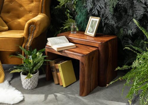 Massivmoebel24 Beistelltisch »TORONTO« (59x30x41 Sheesham / Akazie montiert)