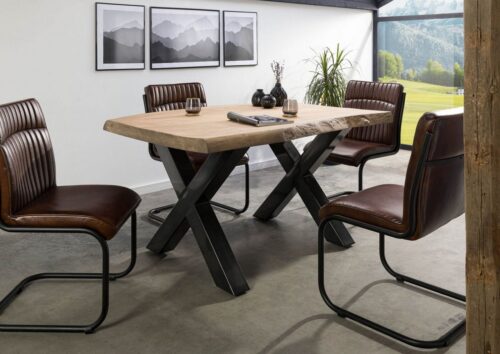 Massivmoebel24 Baumkantentisch »FREEFORM« (140x90x77 Mango, Baumkantentisch mit echter Baumkante Massiv, Modern), Echte Baumkante, Natürliche Risse und Unebenheiten