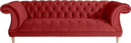 Max Winzer® Chesterfield-Sofa »Isabelle«, mit edler Knopfheftung & gedrechselten Füßen in Buche natur, Breite 260 cm