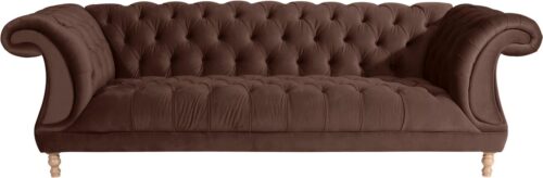 Max Winzer® Chesterfield-Sofa »Isabelle«, mit edler Knopfheftung & gedrechselten Füßen in Buche natur, Breite 260 cm