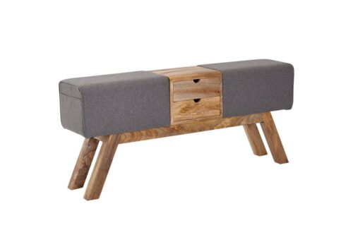 Wohnling Sitzbank »WL6.480«, Design Turnbock Grau mit Schubladen 120x56x30 cm Turnhocker Bank aus Stoff mit Stauraum Hocker Garderobenbank Sitzhocker Springbock Turnbank