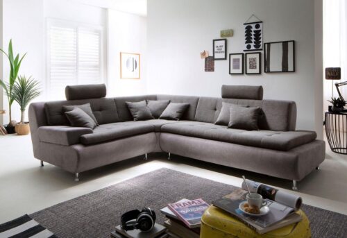 Trendfabrik Ecksofa, mit Kopfstützen und Metallfuß, frei im Raum stellbar