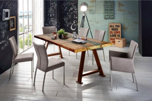 SIT Esstisch »Tops&Tables«, mit Platte aus recyceltem Altholz mit Farbresten, Shabby Chic, Vintage