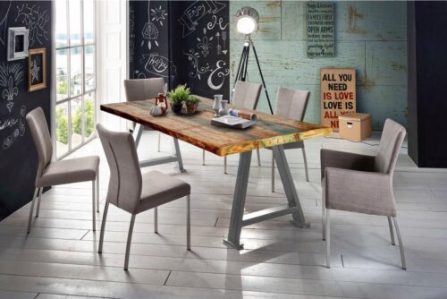 SIT Esstisch »Tops&Tables«, mit Platte aus recyceltem Altholz mit Farbresten, Shabby Chic, Vintage
